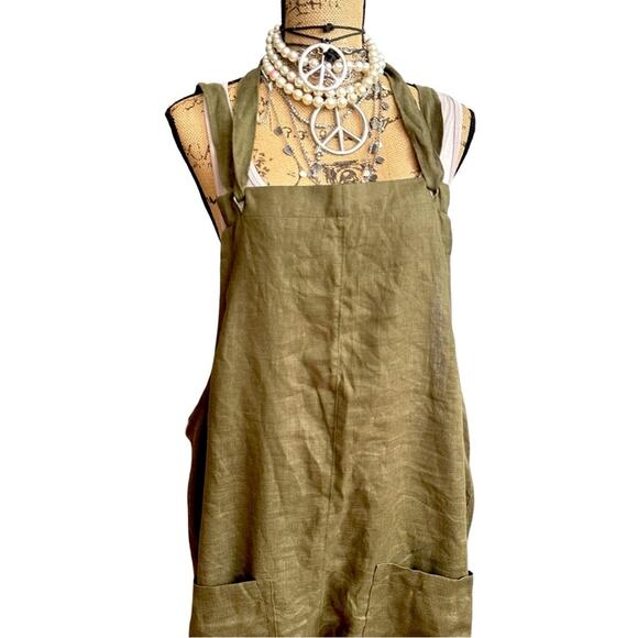 NEW - YUKI BUTTONS 100% Linen overalls women casual jumpsuit Loose pants boho - Picture 8 of 14